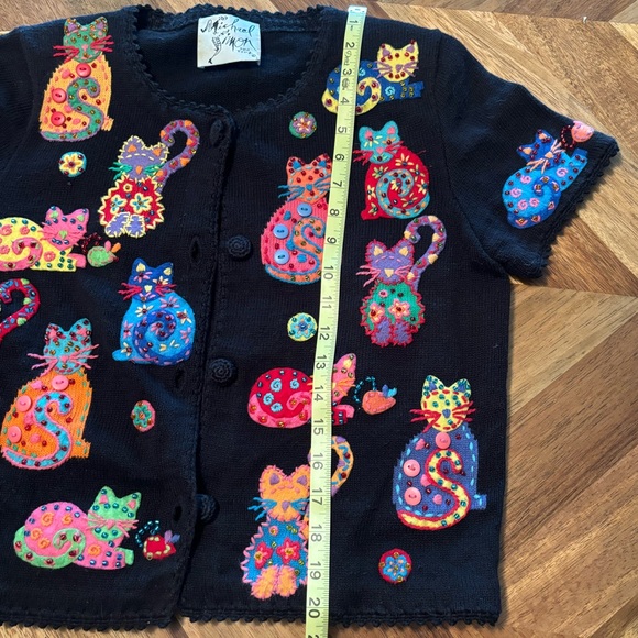 Michael Simon Black Cat Pattern Cardigan - Picture 7 of 7